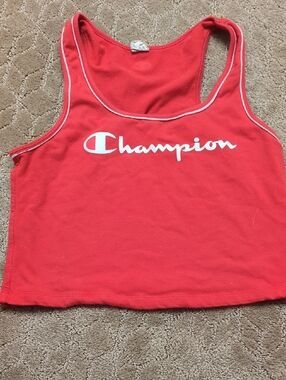 Champion Red Scoop Neck Logo Tank